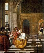 HOOCH, Pieter de Company Making Music af oil on canvas